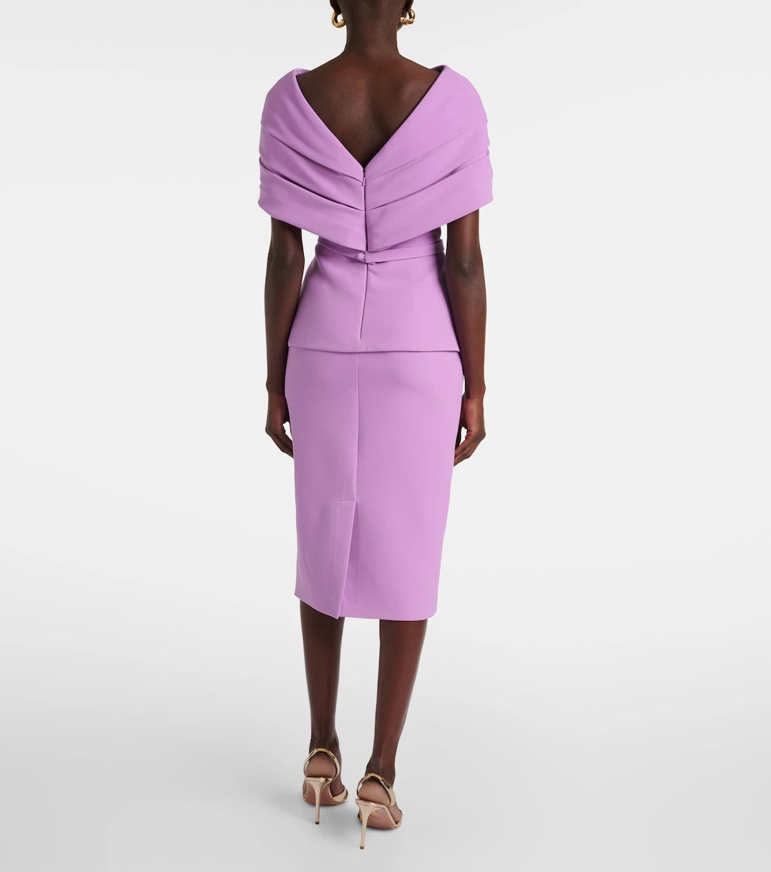 Safiyaa - Loura draped peplum crêpe midi dress