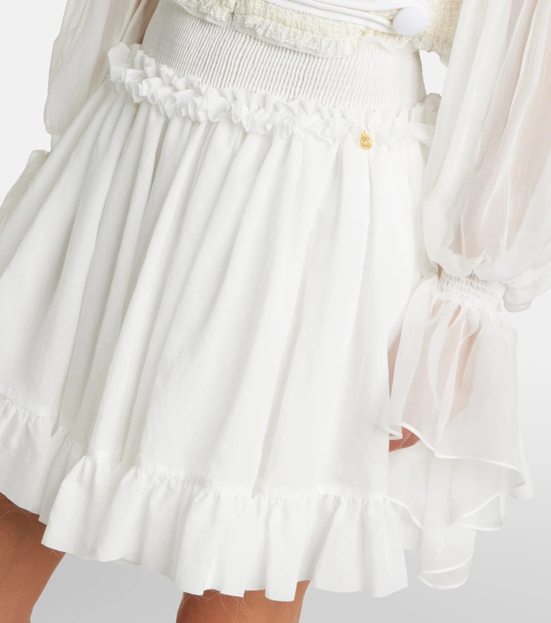 Balmain - Ruffled poplin miniskirt
