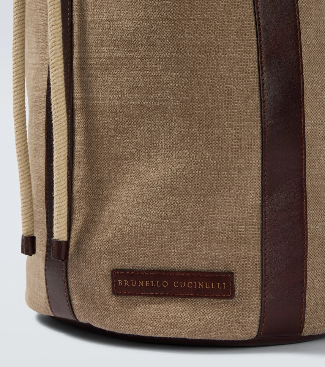 Brunello Cucinelli - Leather-trimmed canvas backpack