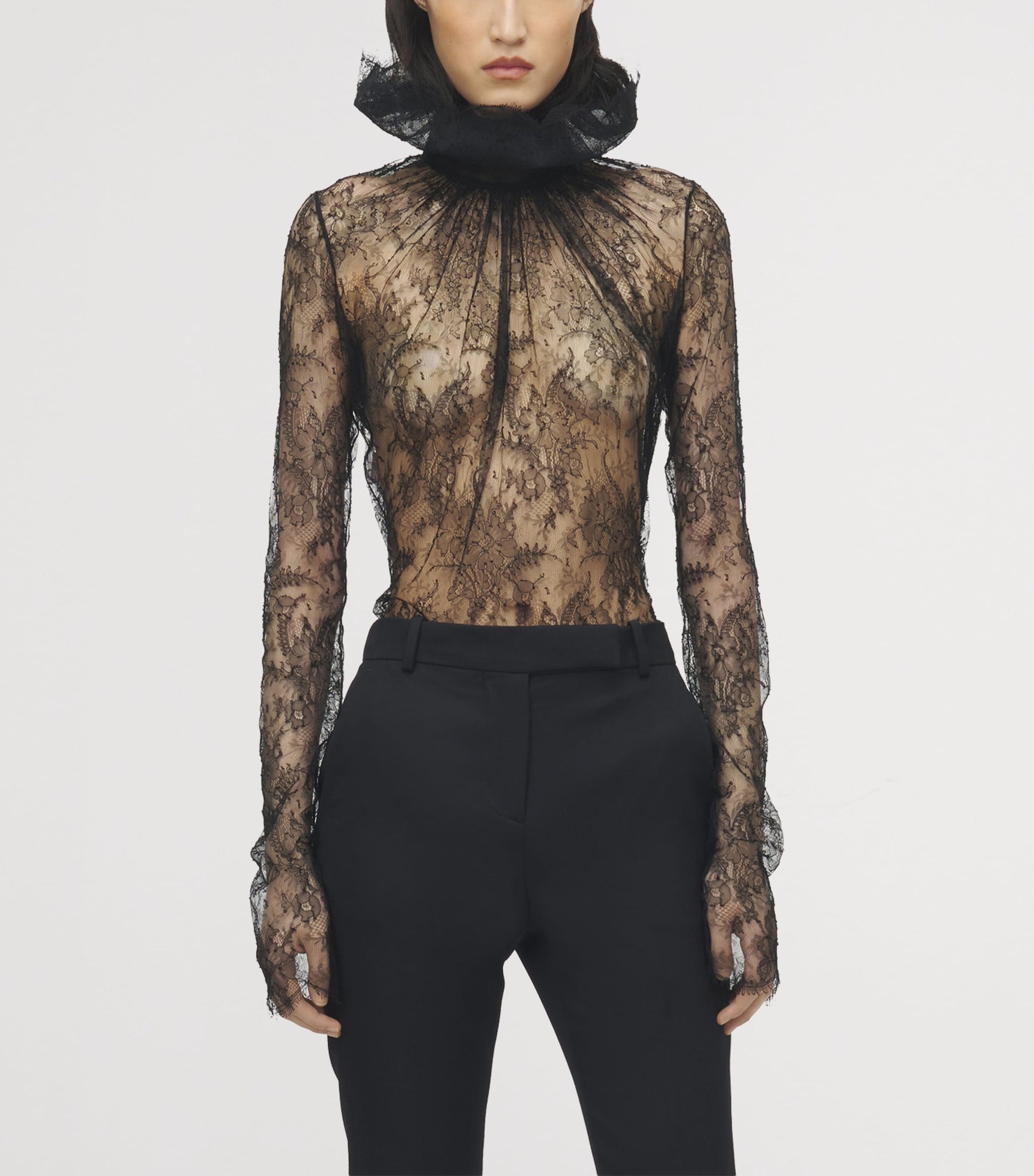 Black Lace Long-Sleeve Top