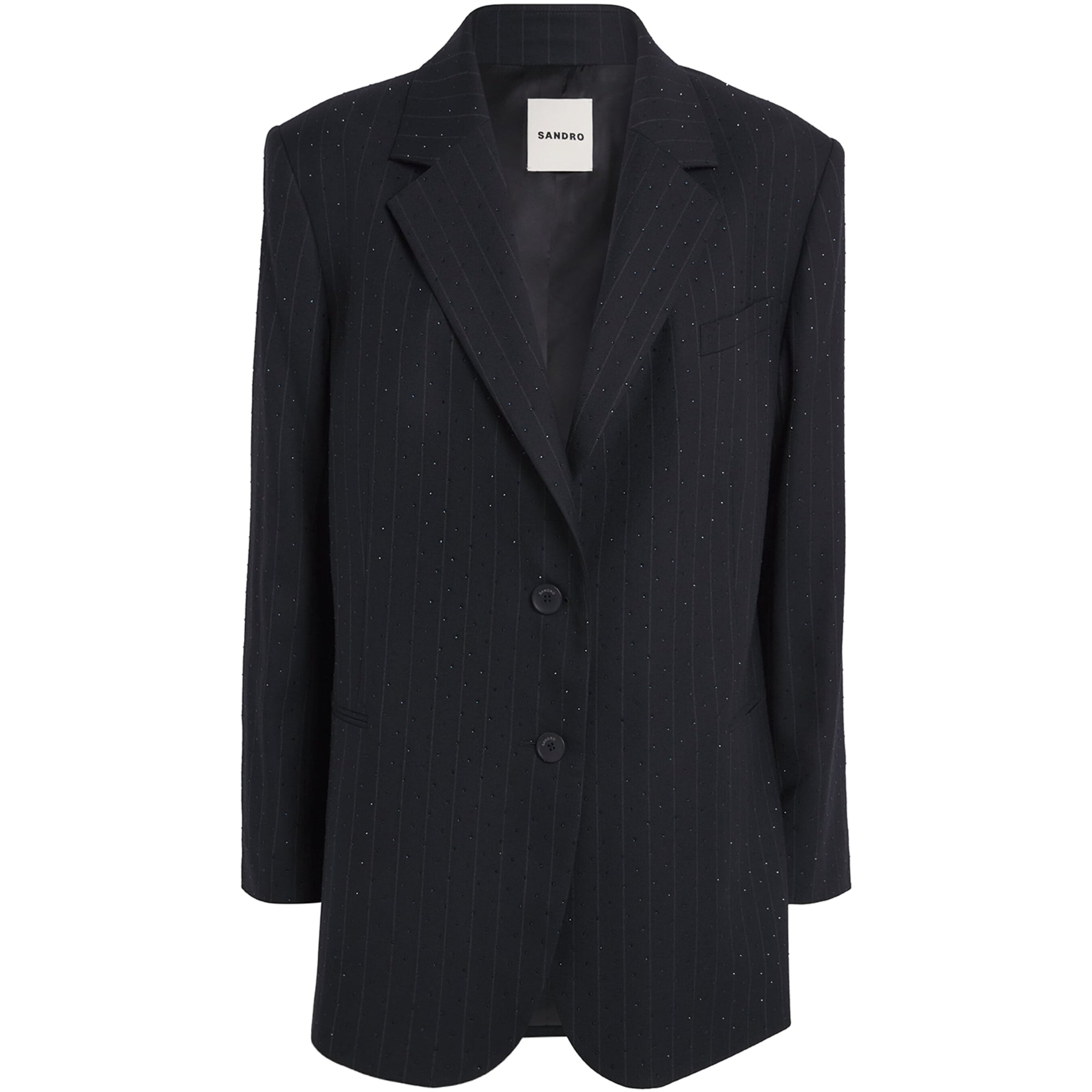 Pinstripe Rhinestone-Embellished Blazer