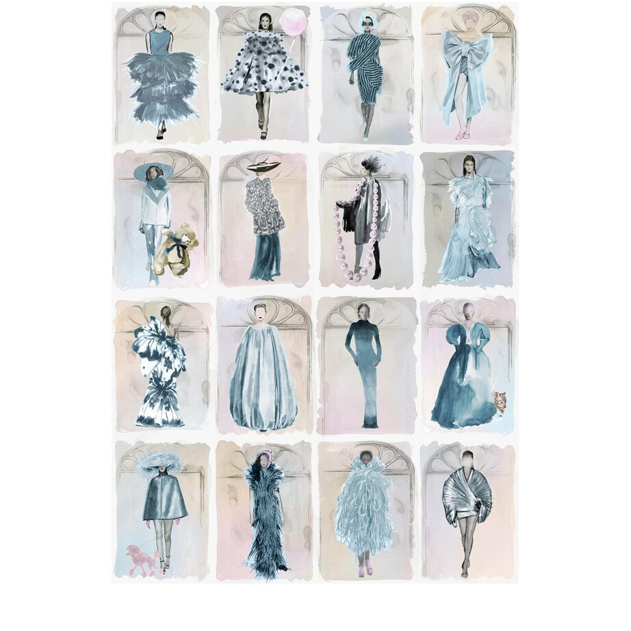 Cole & Son x Harrods Interior Design 175 Anniversary Edition Couture Carousel Window Wallpaper - China Blue Pearl