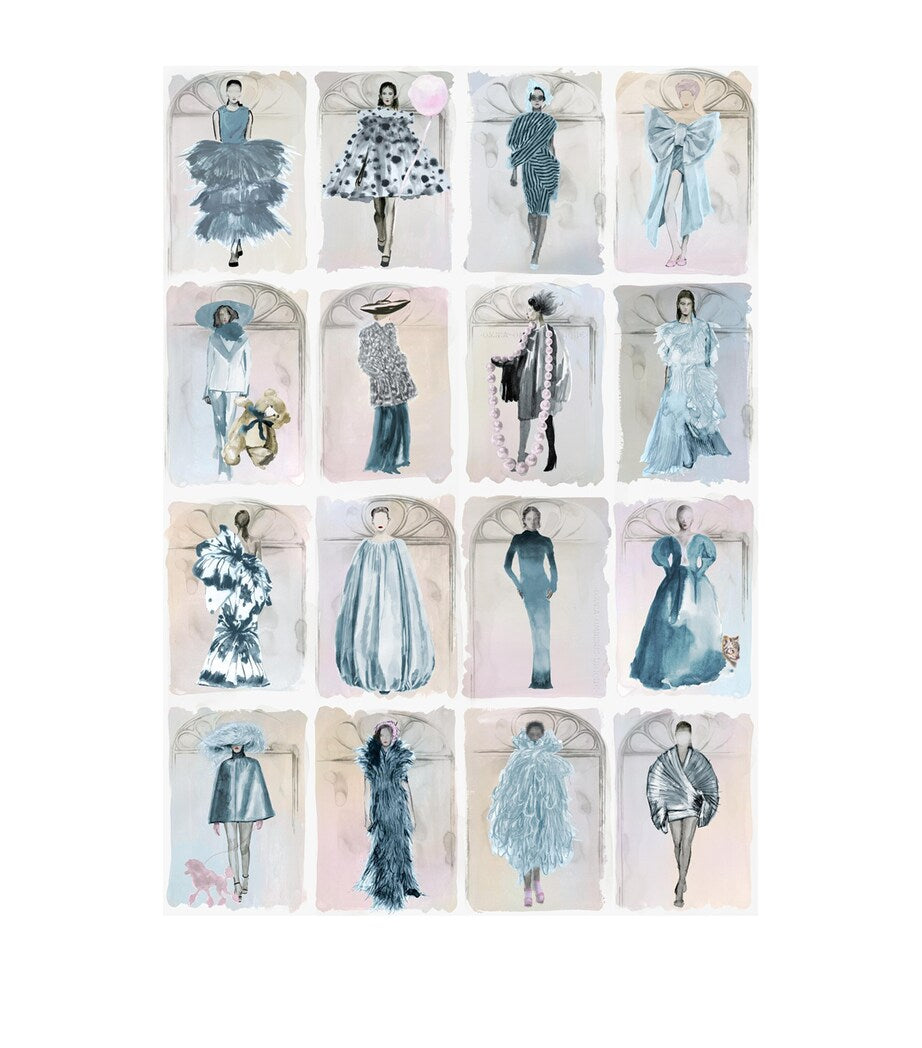 Cole & Son x Harrods Interior Design 175 Anniversary Edition Couture Carousel Window Wallpaper - China Blue Pearl