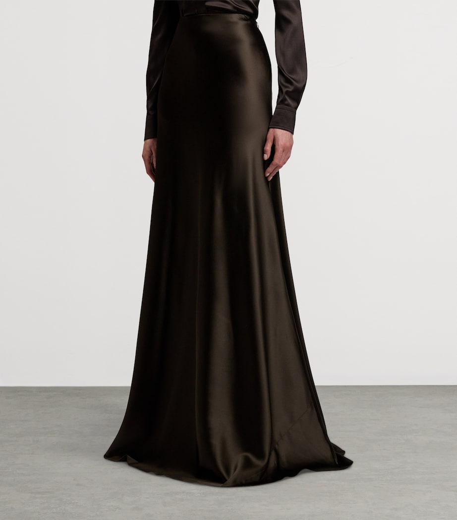 Ralph Lauren Collection Brown Stretch-Satin Masina Maxi Skirt