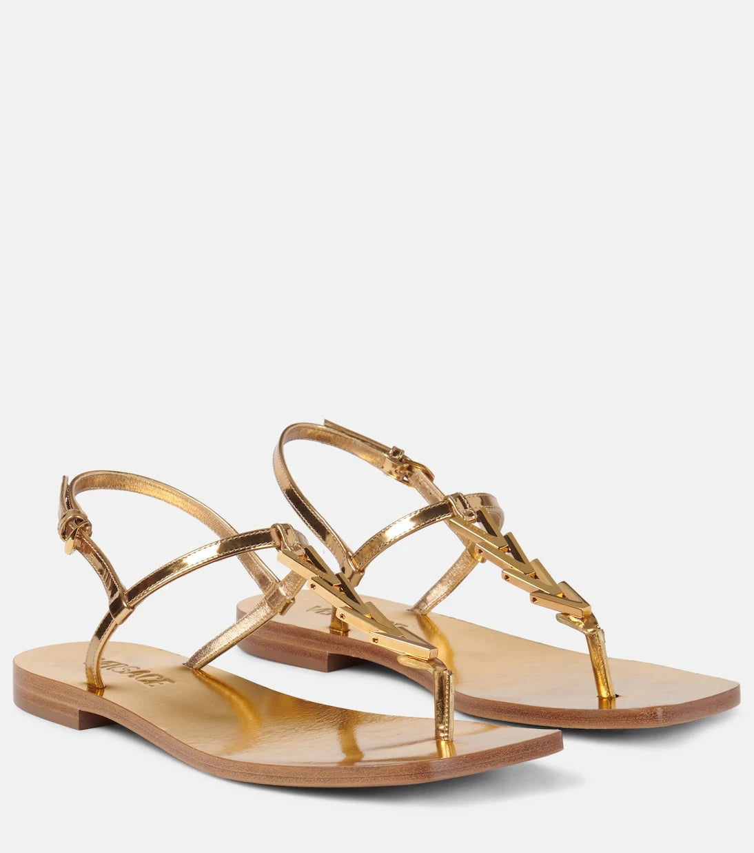 Versace - Metallic leather thong sandals