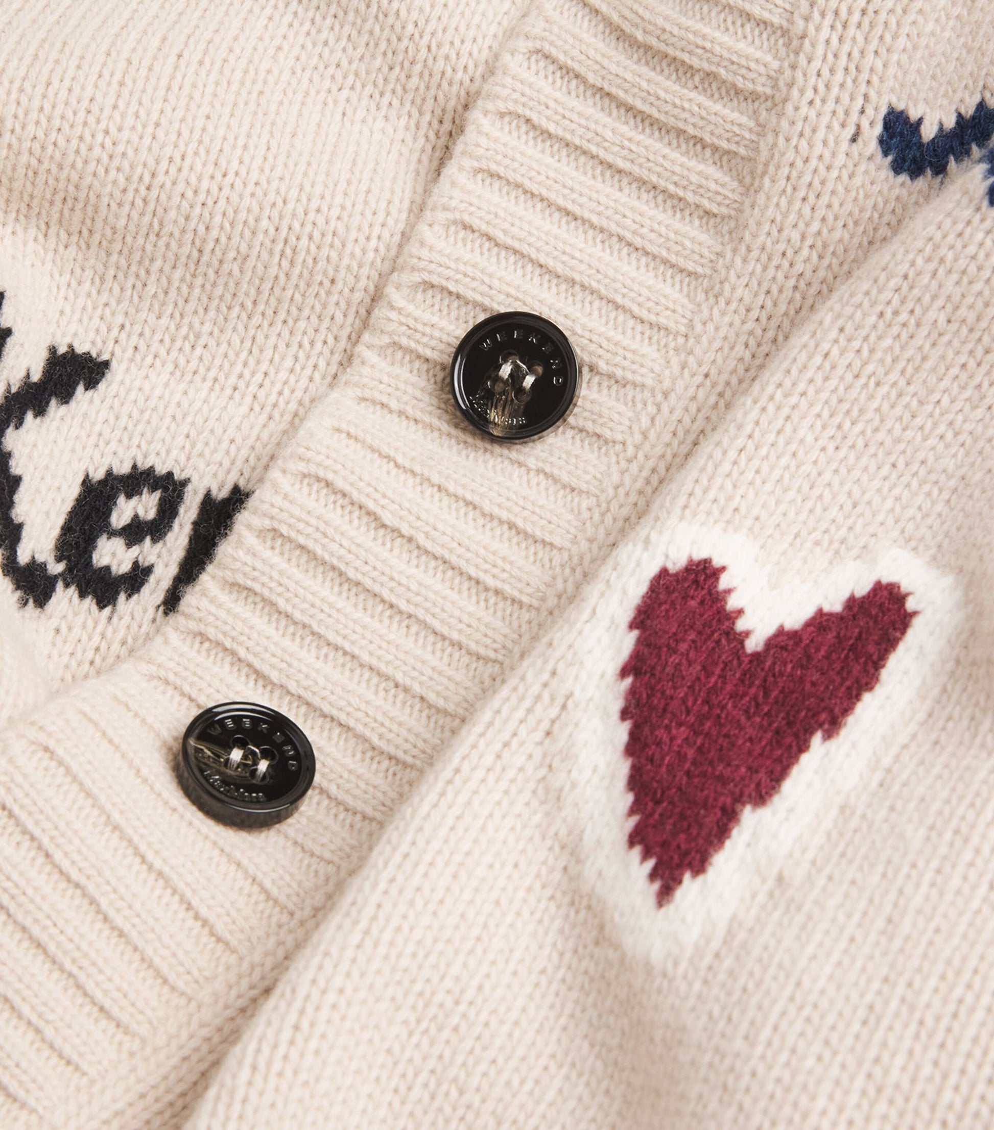 White Virgin Wool Intarsia Cardigan