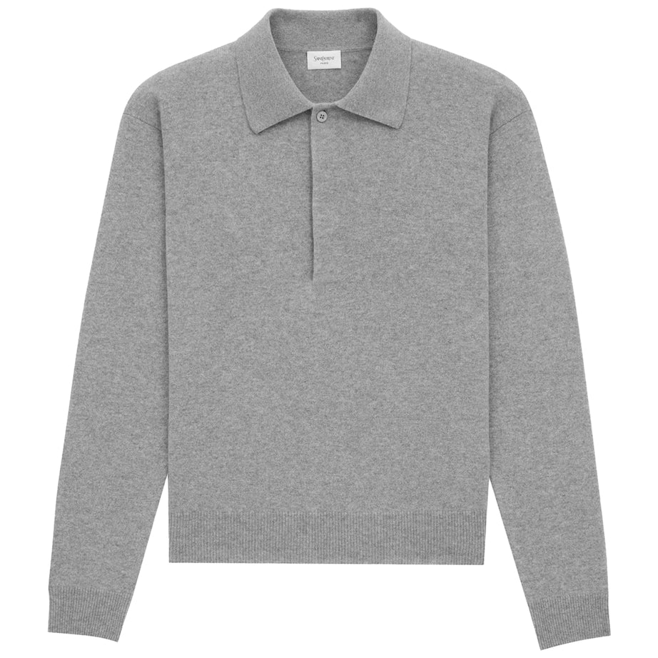 Grey Wool Polo Sweater