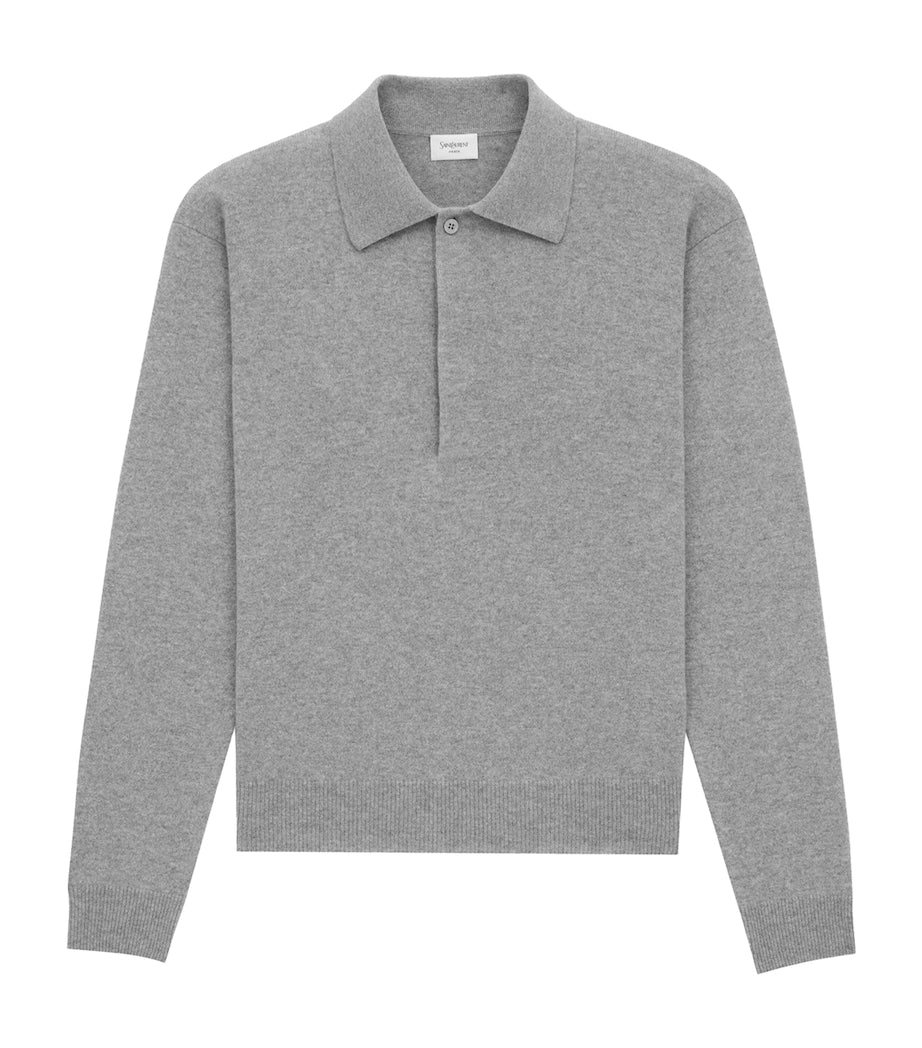 Grey Wool Polo Sweater