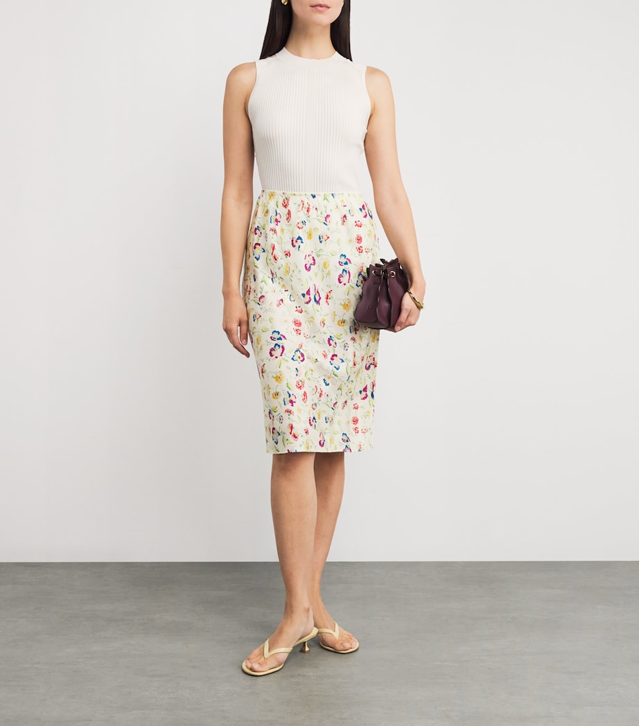 DÔEN Multi Silk-Blend Satin Elowette Midi Skirt