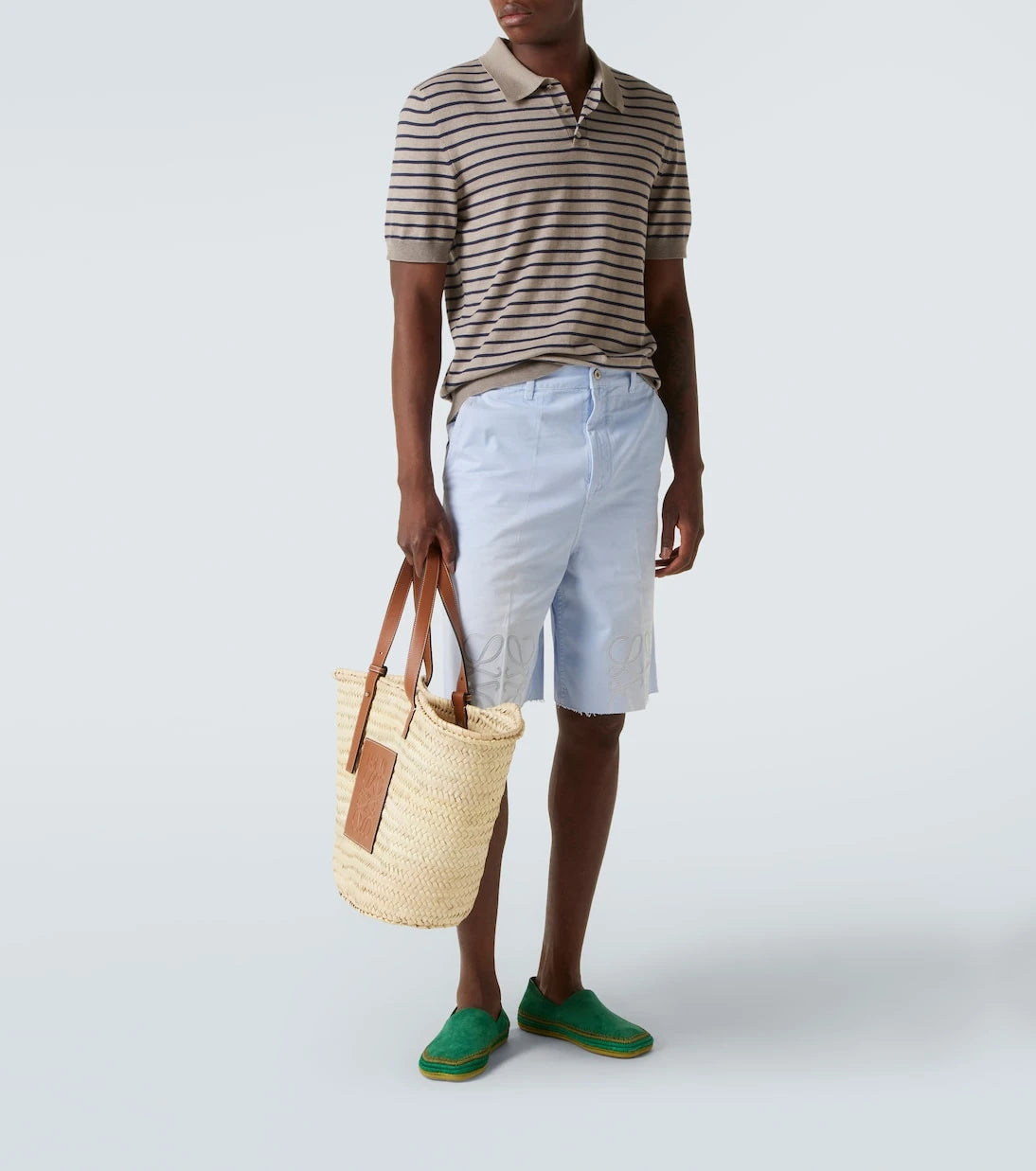 Loewe - Knitted striped cotton-blend polo shirt