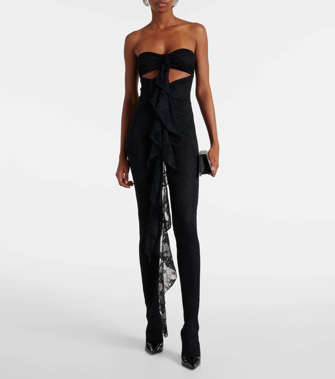Oséree - Ruffled cutout lace catsuit