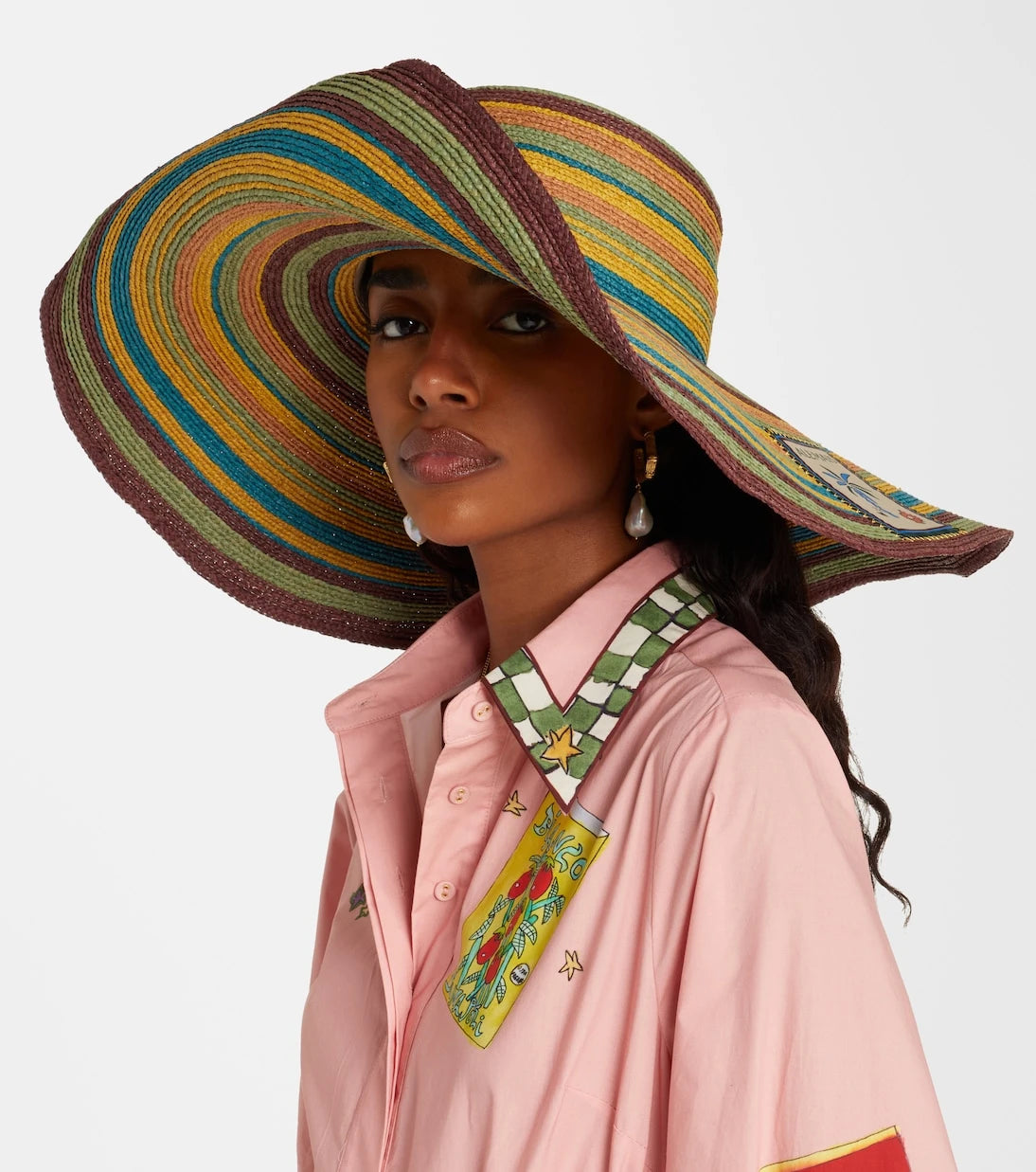 Alémais - Dusk striped raffia sun hat