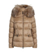 Moncler Beige Shearling-Trim Boed Puffer Jacket