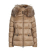 Moncler Beige Shearling-Trim Boed Puffer Jacket