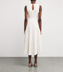Maje White Pointelle Beaded Midi Dress
