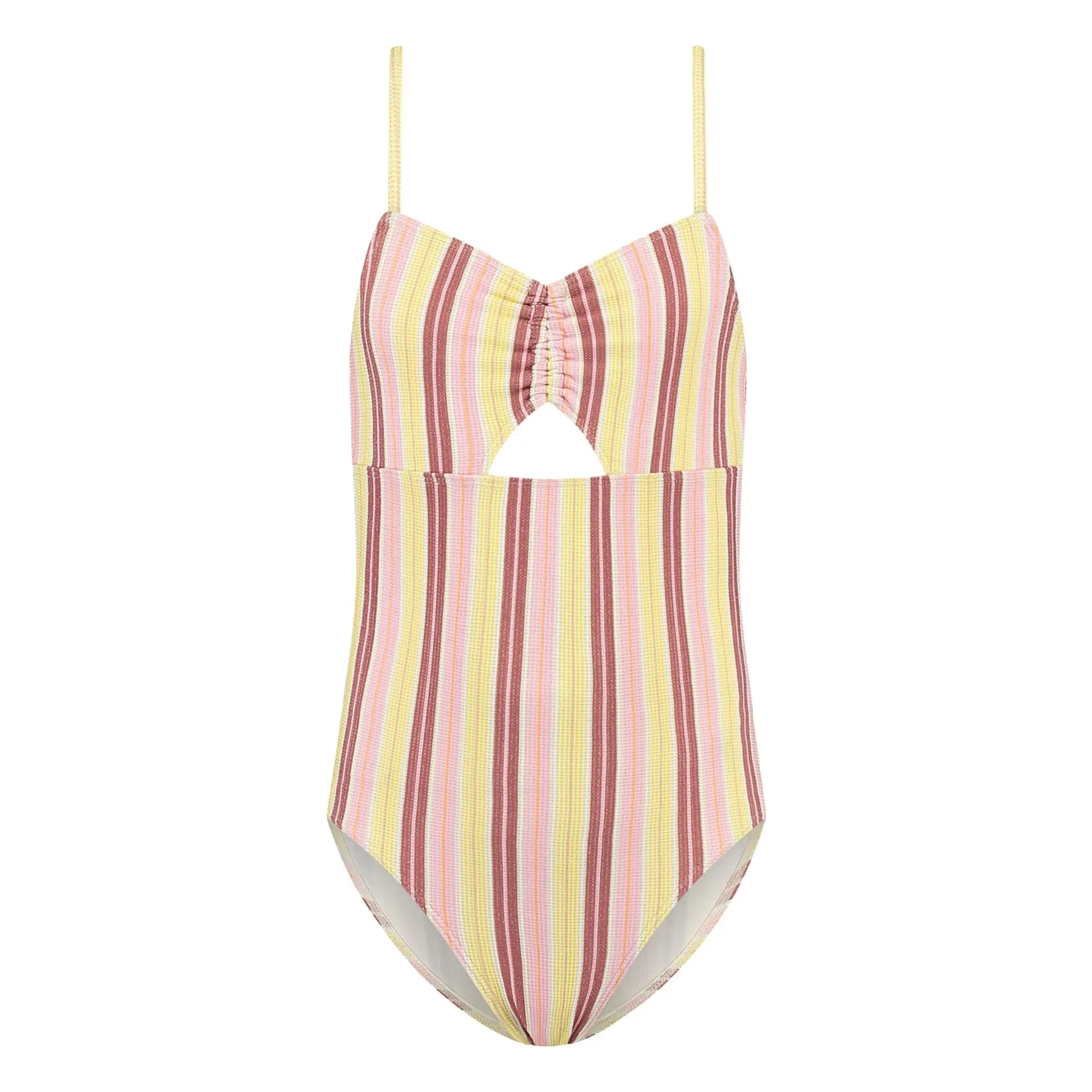 Beachlife - Striped Double Breasted Swimsuit | Pale yellow