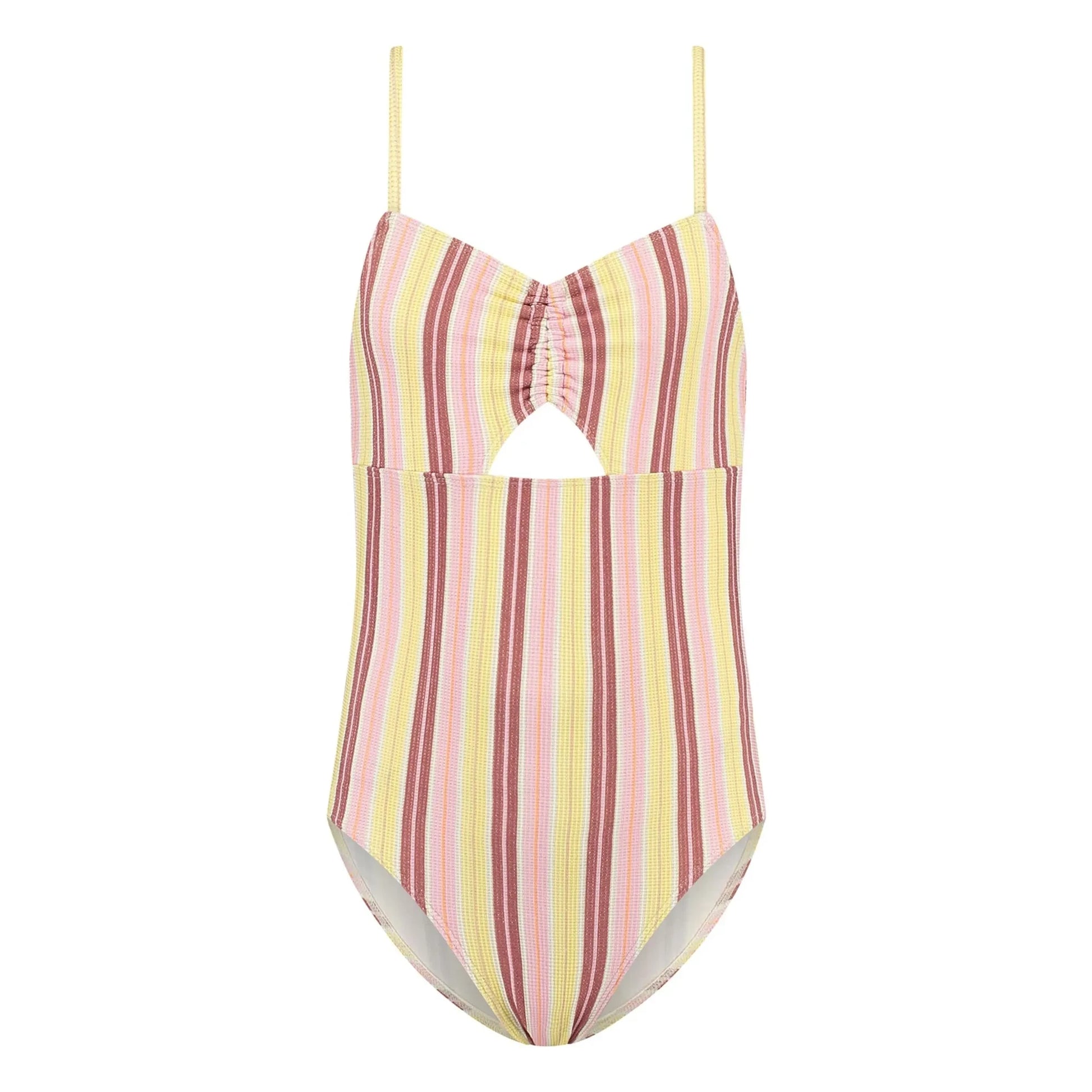 Beachlife - Striped Double Breasted Swimsuit | Pale yellow