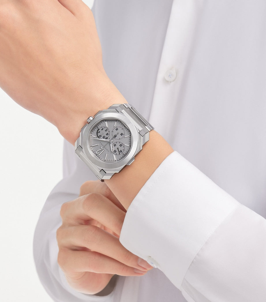 Bvlgari Stainless Steel Octo Finissimo Chronograph GMT Watch 43mm