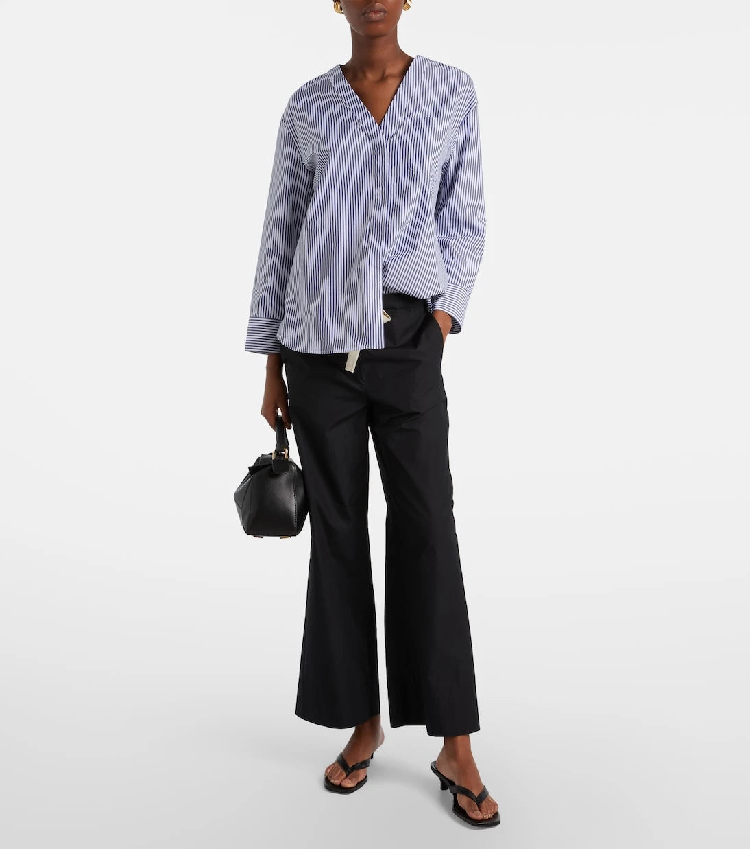 'S Max Mara - Argento cotton cropped wide-leg pants
