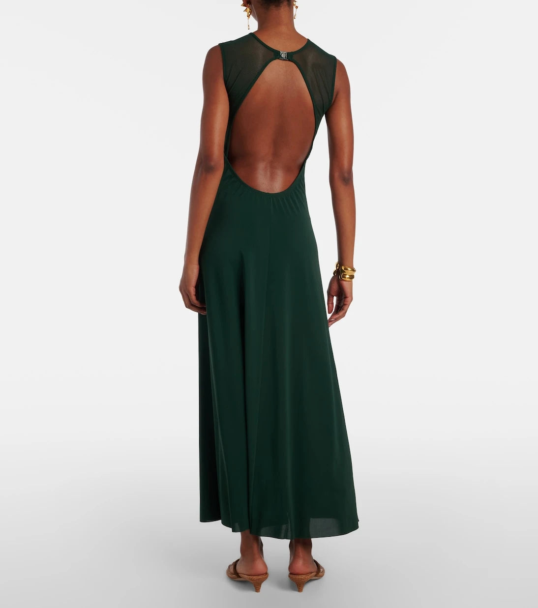 Eres - Scene mesh-trimmed jersey maxi dress