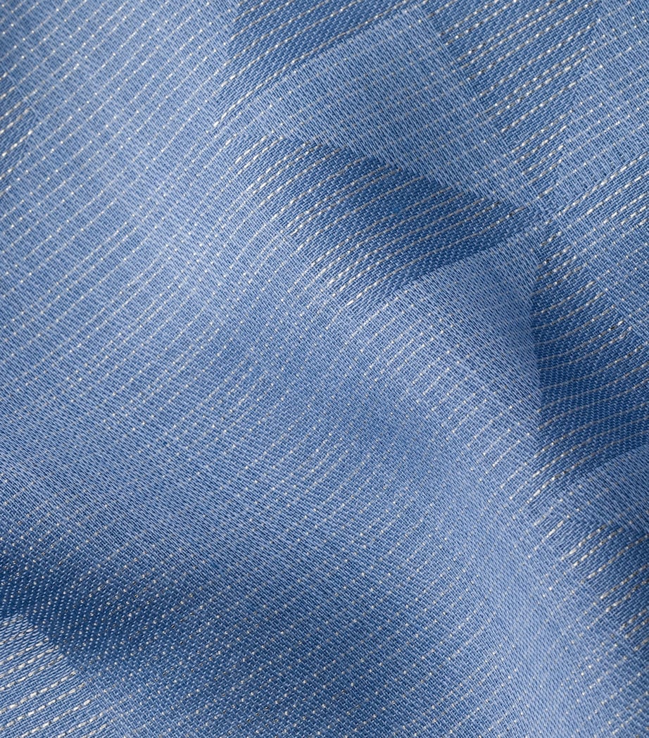 Prada Blue Wool-Silk Jacquard Logo Shawl