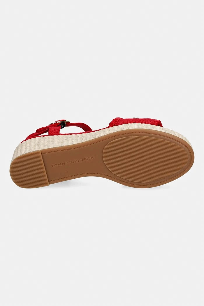 Tommy Hilfiger Topuklu Wedge Platform Sandalet MID WOVEN WEDGE ESPAD FRINGE