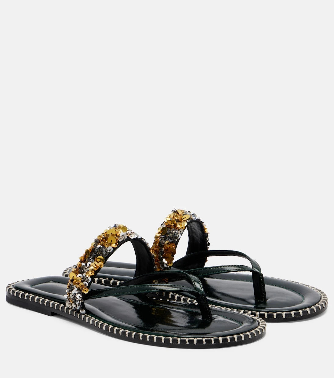 Dries Van Noten - Sequined leather thong sandals