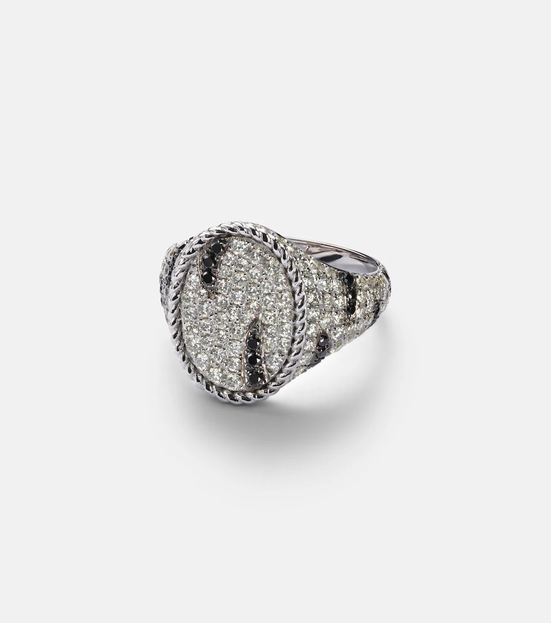 Yvonne Léon - Zèbre 18kt white gold pinky ring with diamonds