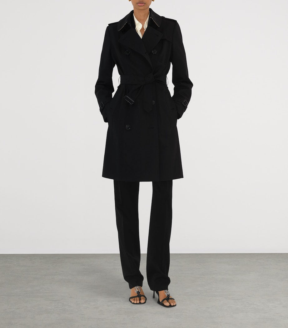 Burberry Black Cotton Mid-Length Chelsea Trench Coat