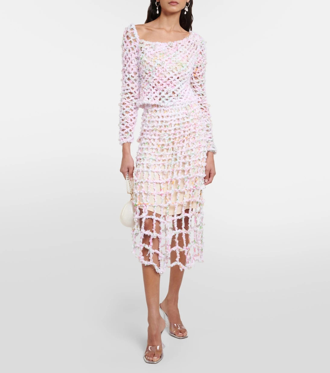 Susan Fang - Beaded crochet midi skirt