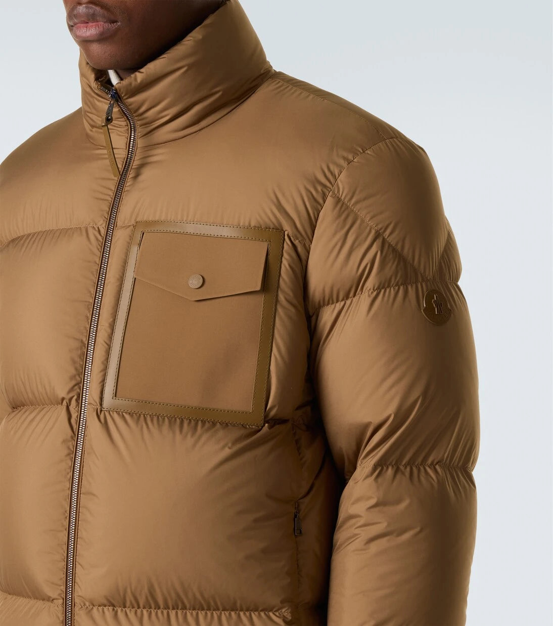 Moncler - Chinon leather-trimmed down jacket