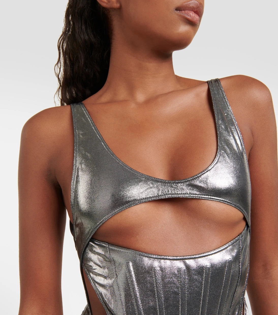 Mugler - Cutout metallic swimsuit