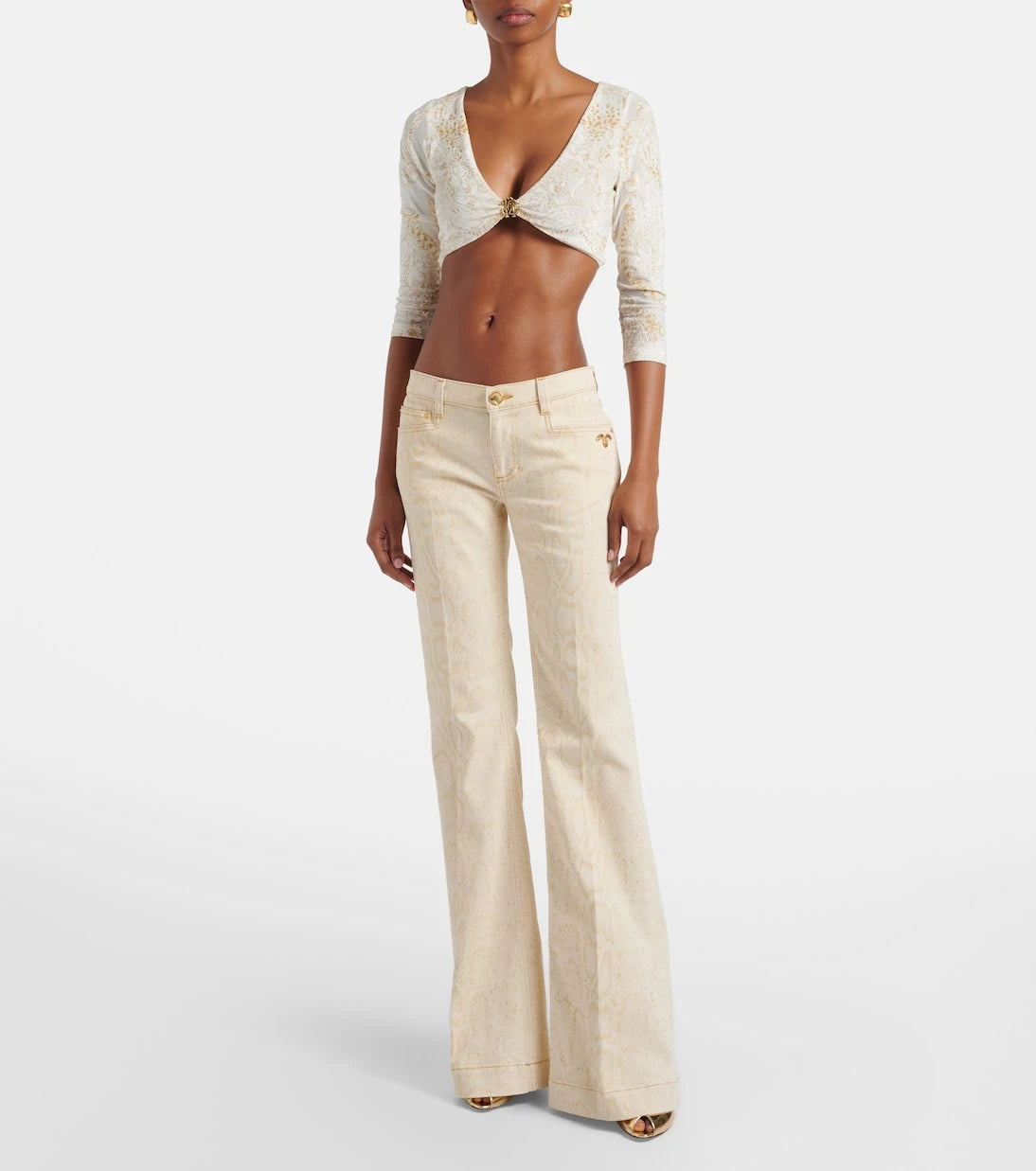 Roberto Cavalli - Snake-print flared jeans
