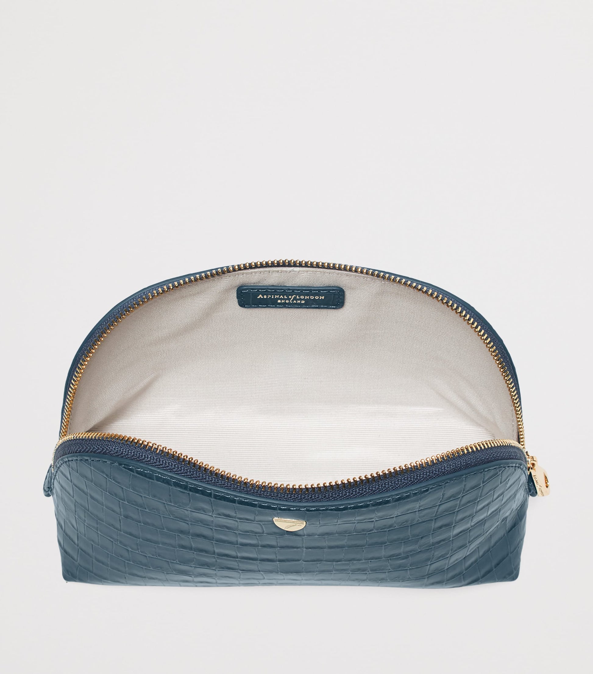 Small Leather Croc-Embossed Cosmetic Case