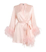 Gilda & Pearl Pink Silk-Ostrich Feather Short Robe