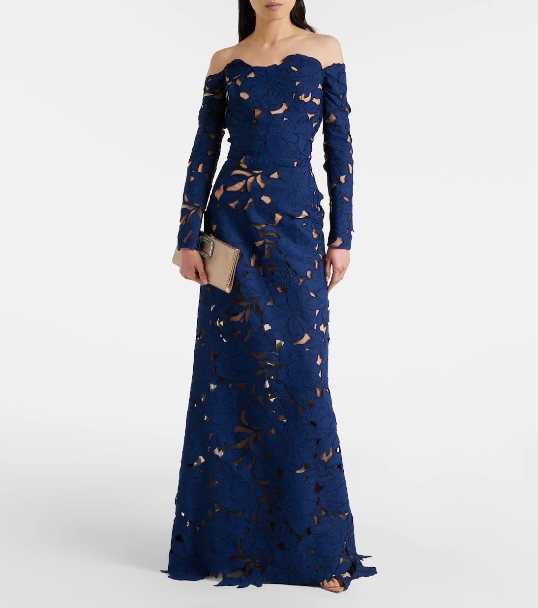 Costarellos - Off-shoulder guipure lace gown