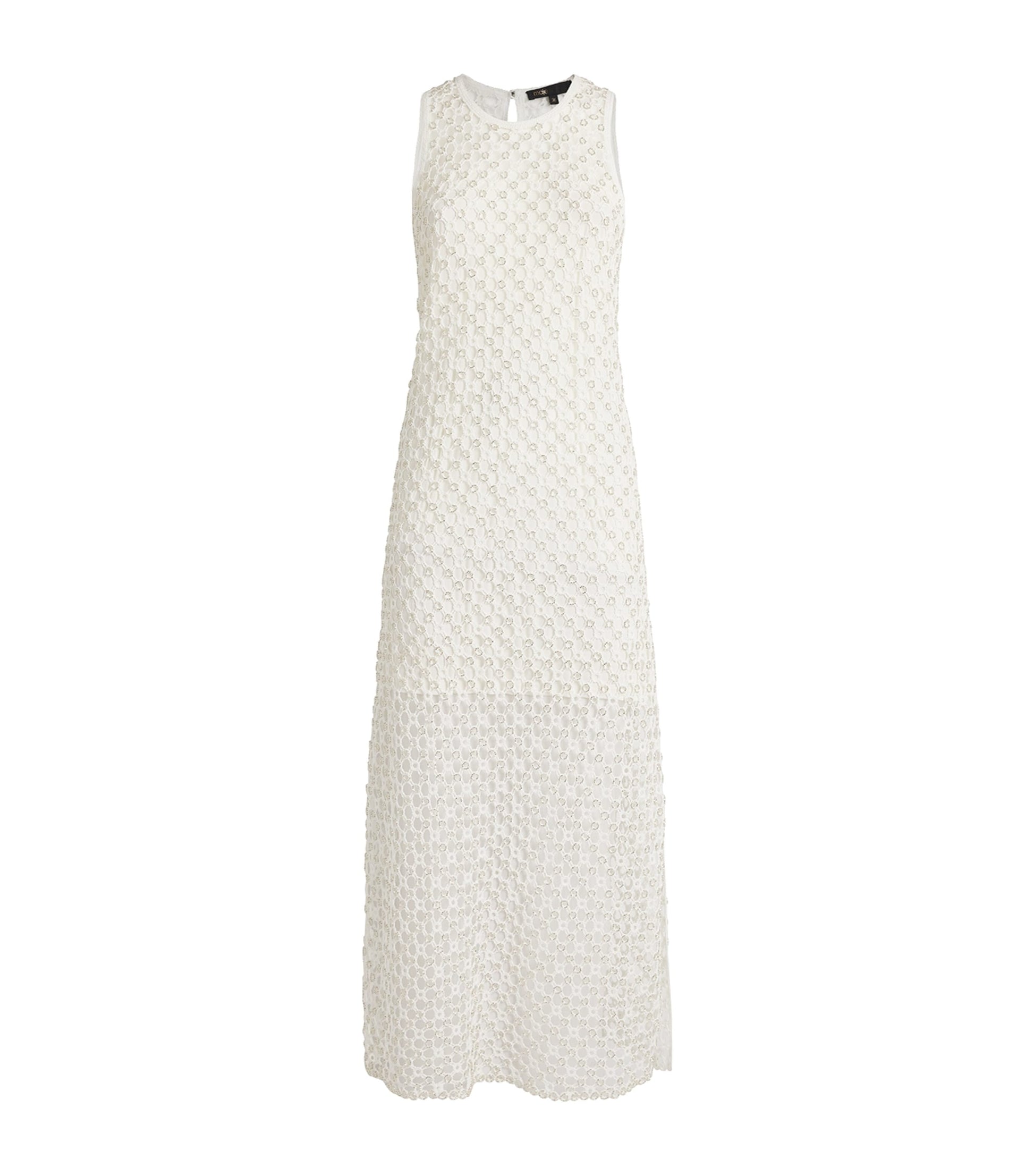 White Crochet Beaded Midi Dress