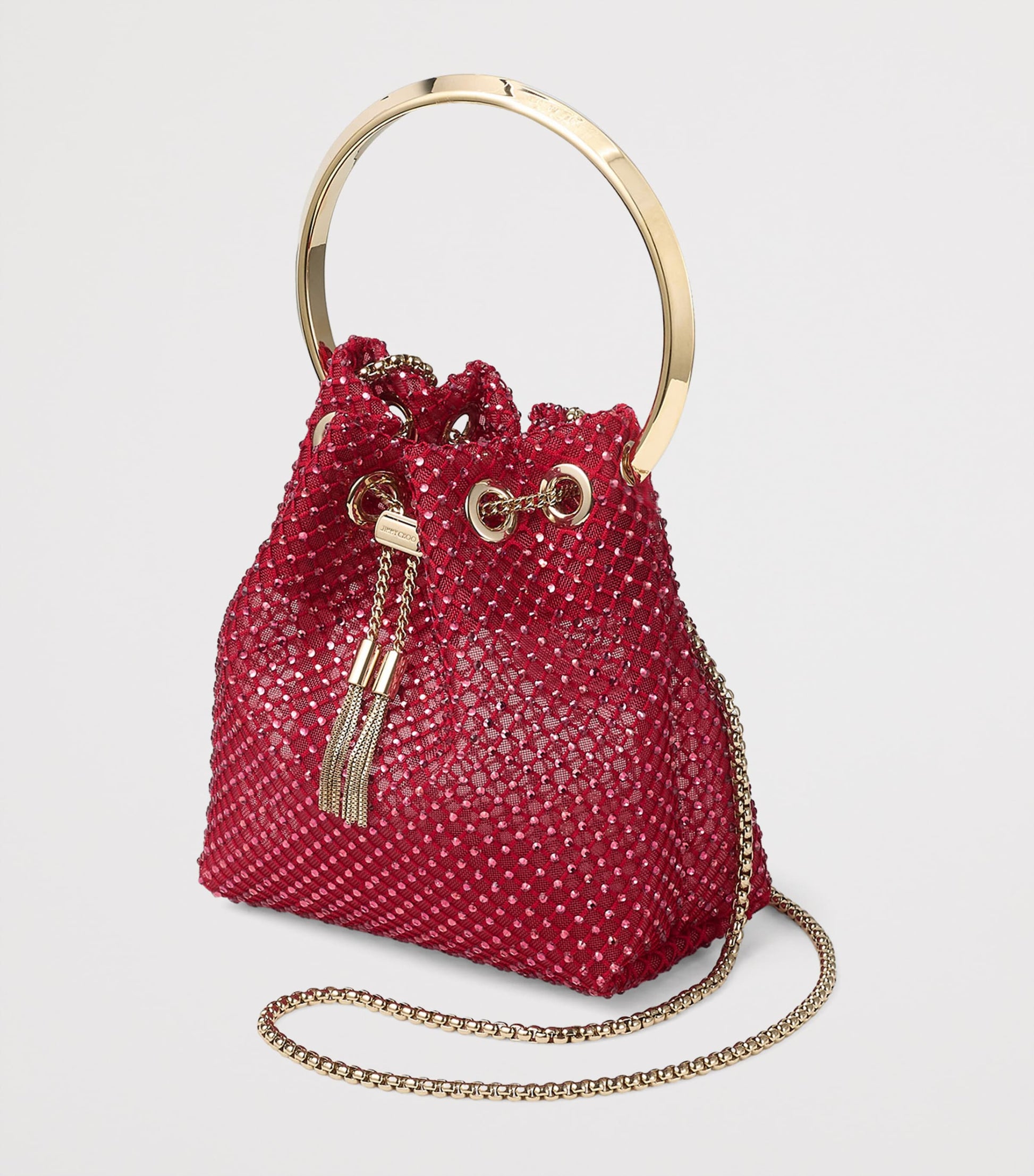Jimmy Choo Red Embellished Bon Bon Top-Handle Bag
