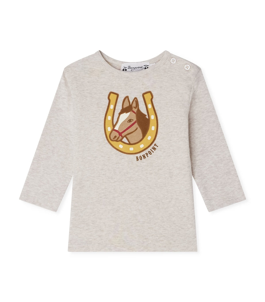 Cotton Horse Print Long-Sleeve T-Shirt (6-18 Months)