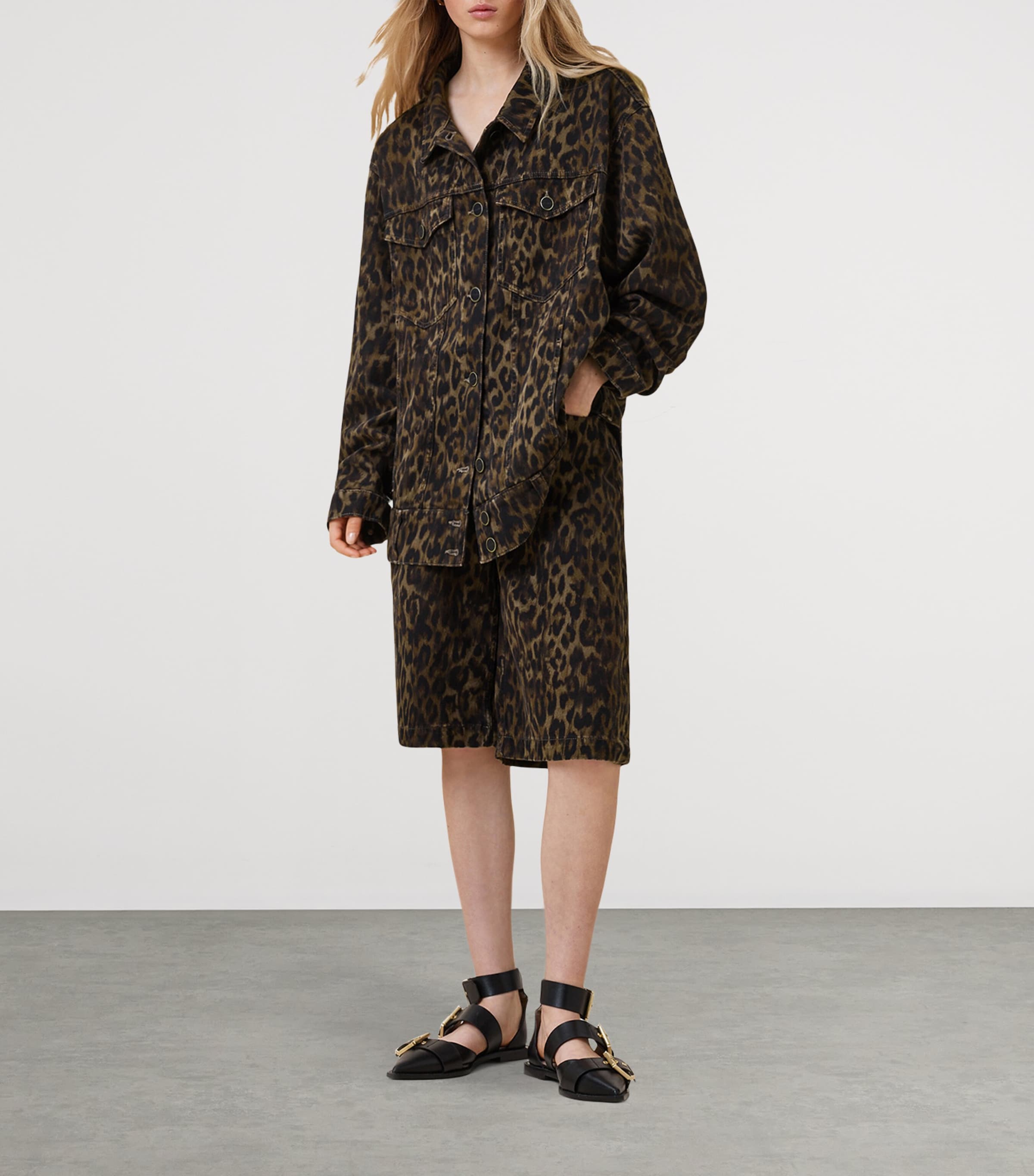 Brown Leopard Print Willow Denim Jacket