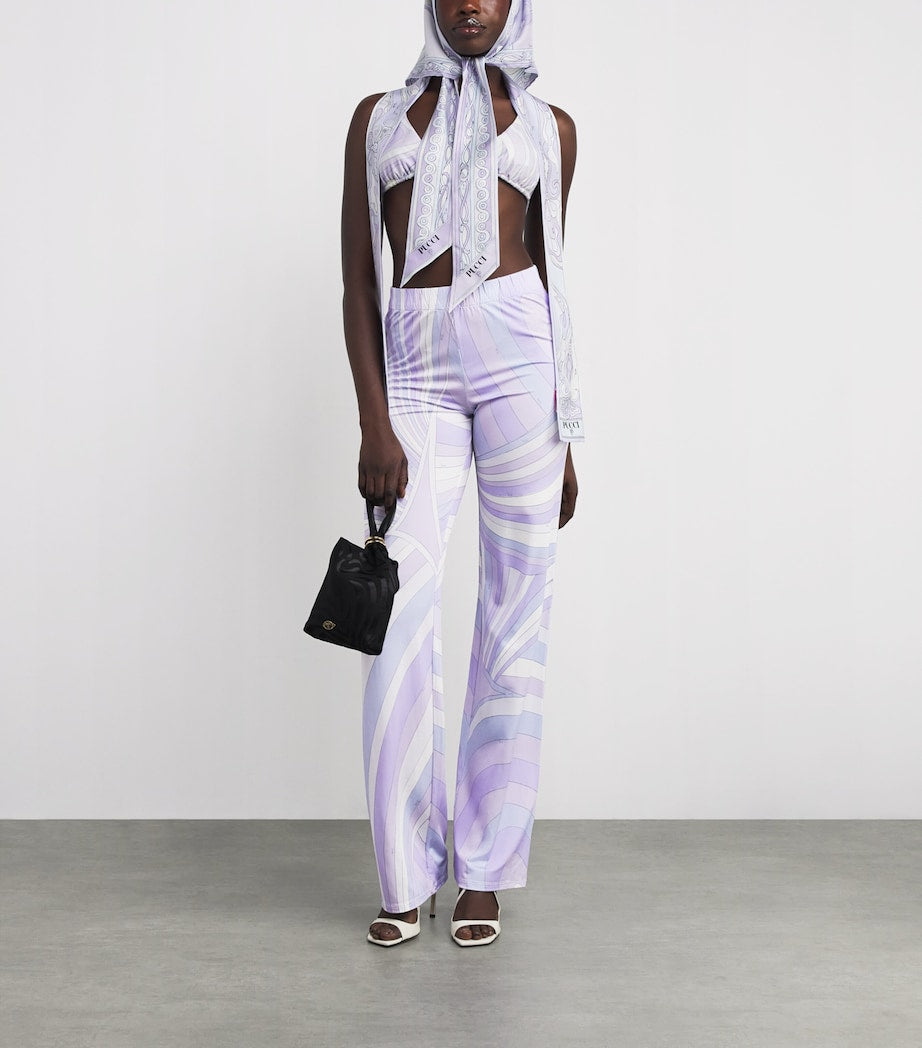 Purple Satin Straight Trousers