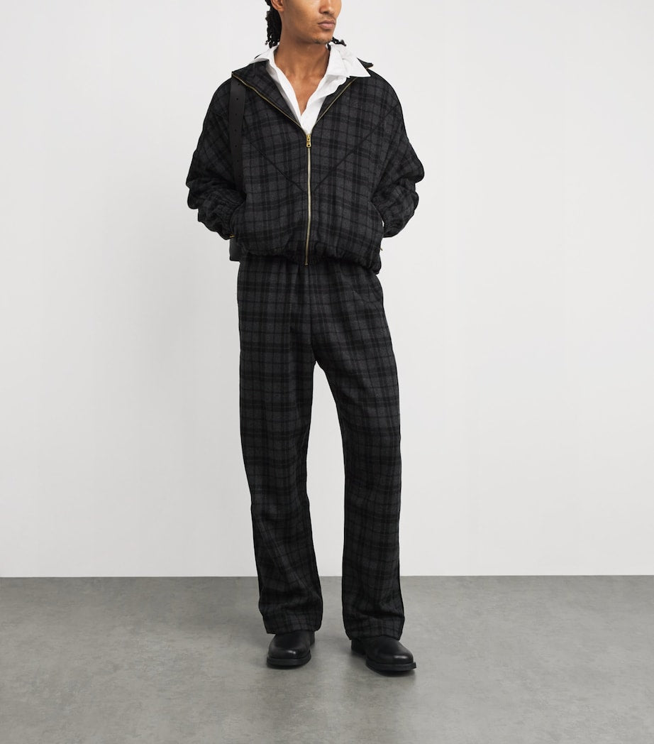 Willy Chavarria Grey Wool-Blend Ruff Rider Bomber Jacket