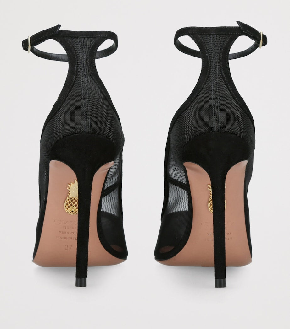 Aquazzura Black Mesh Love Affair Pumps 105