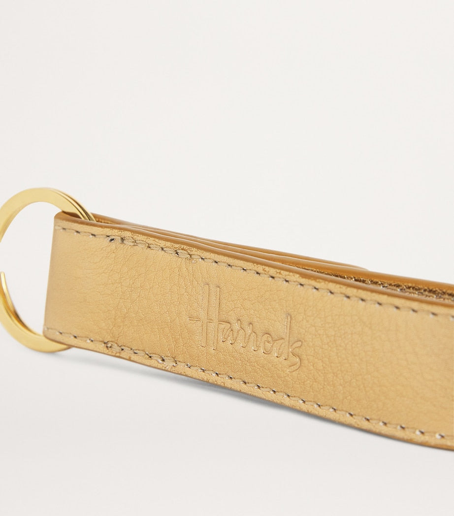 Gold Leather Metallic Flat Keyring