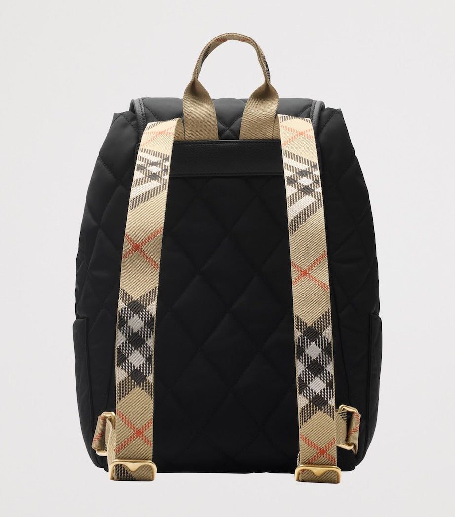 Black Quilted Horseshoe Backpack