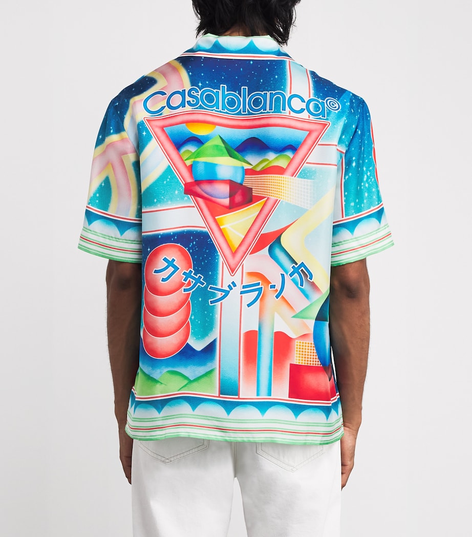 Silk Galaxy Court Print Short-Sleeve Shirt