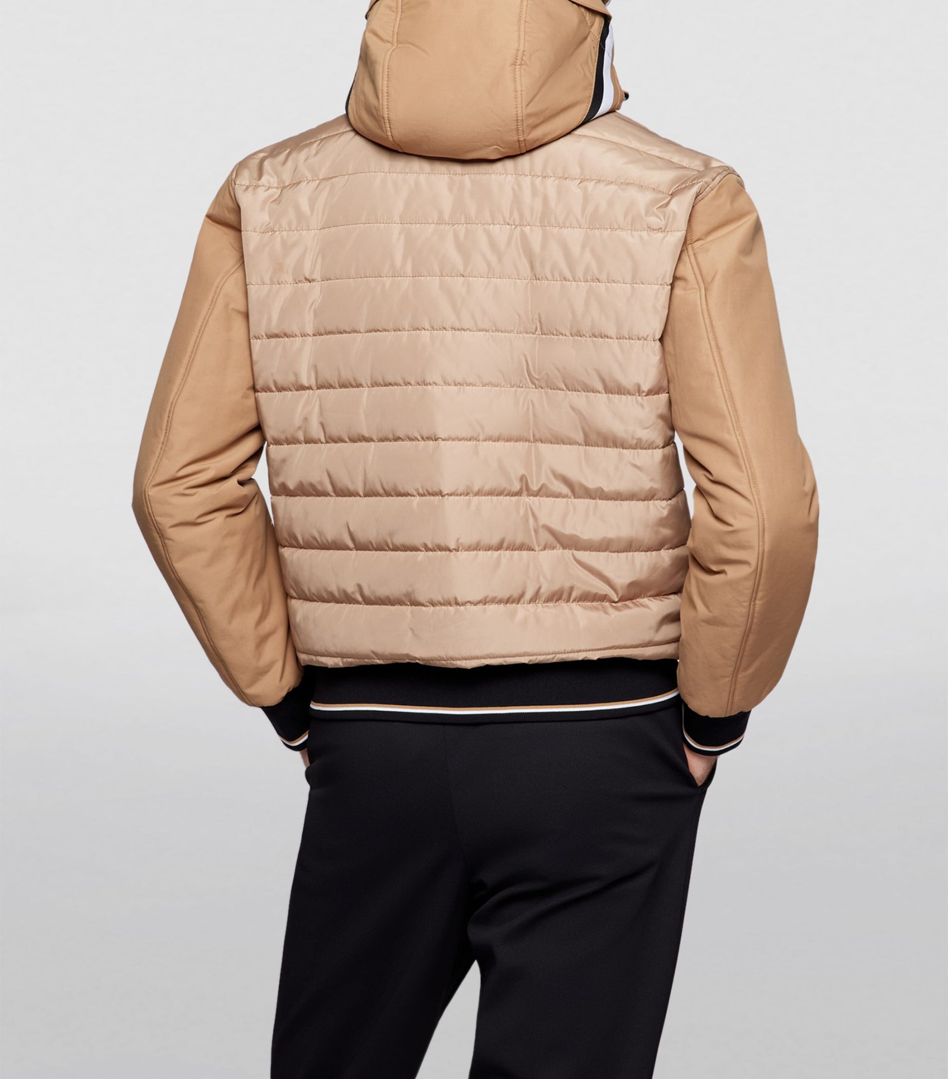 Beige Quilted Panel Jacket