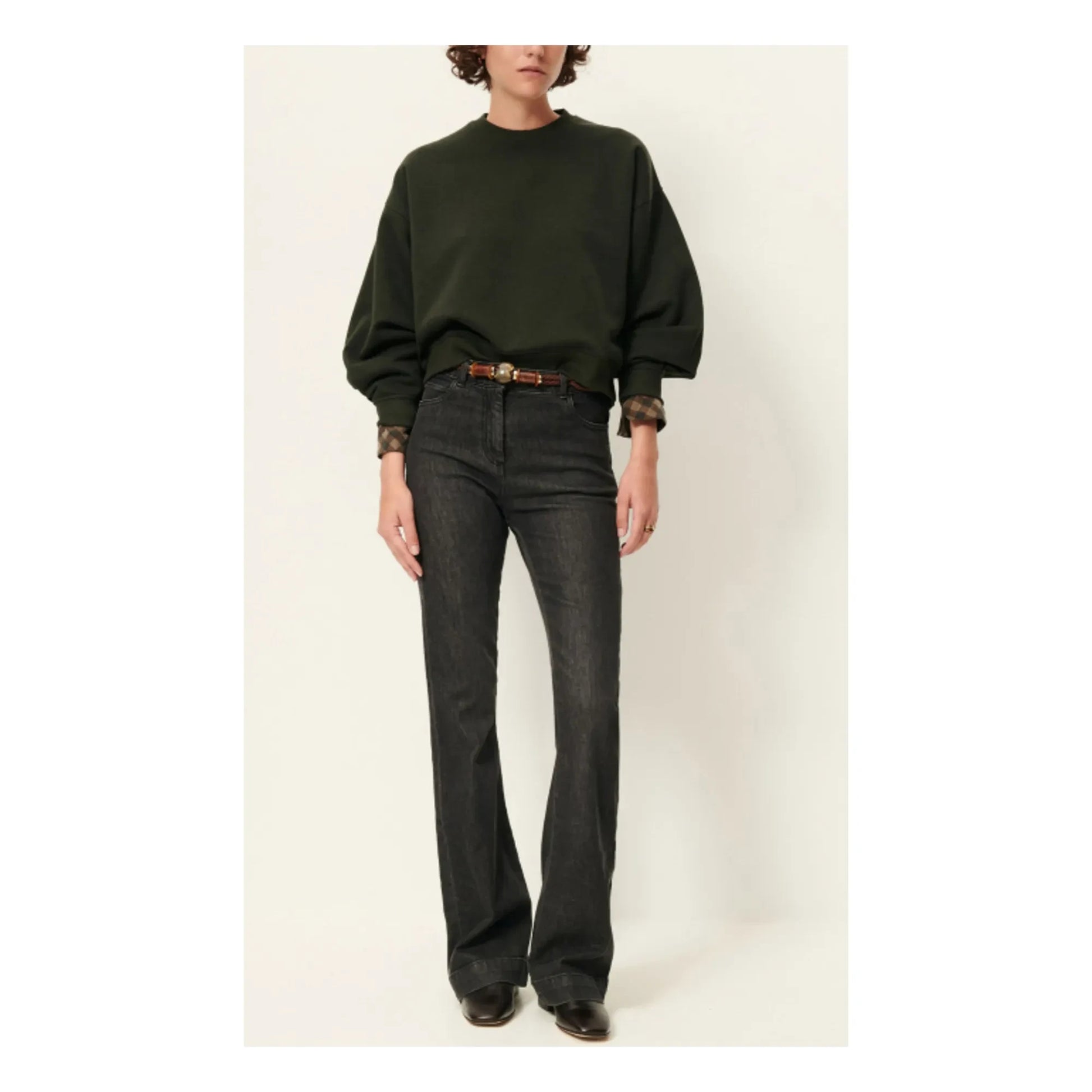 Sessùn - Yuki Metallic Sweat | Dark green