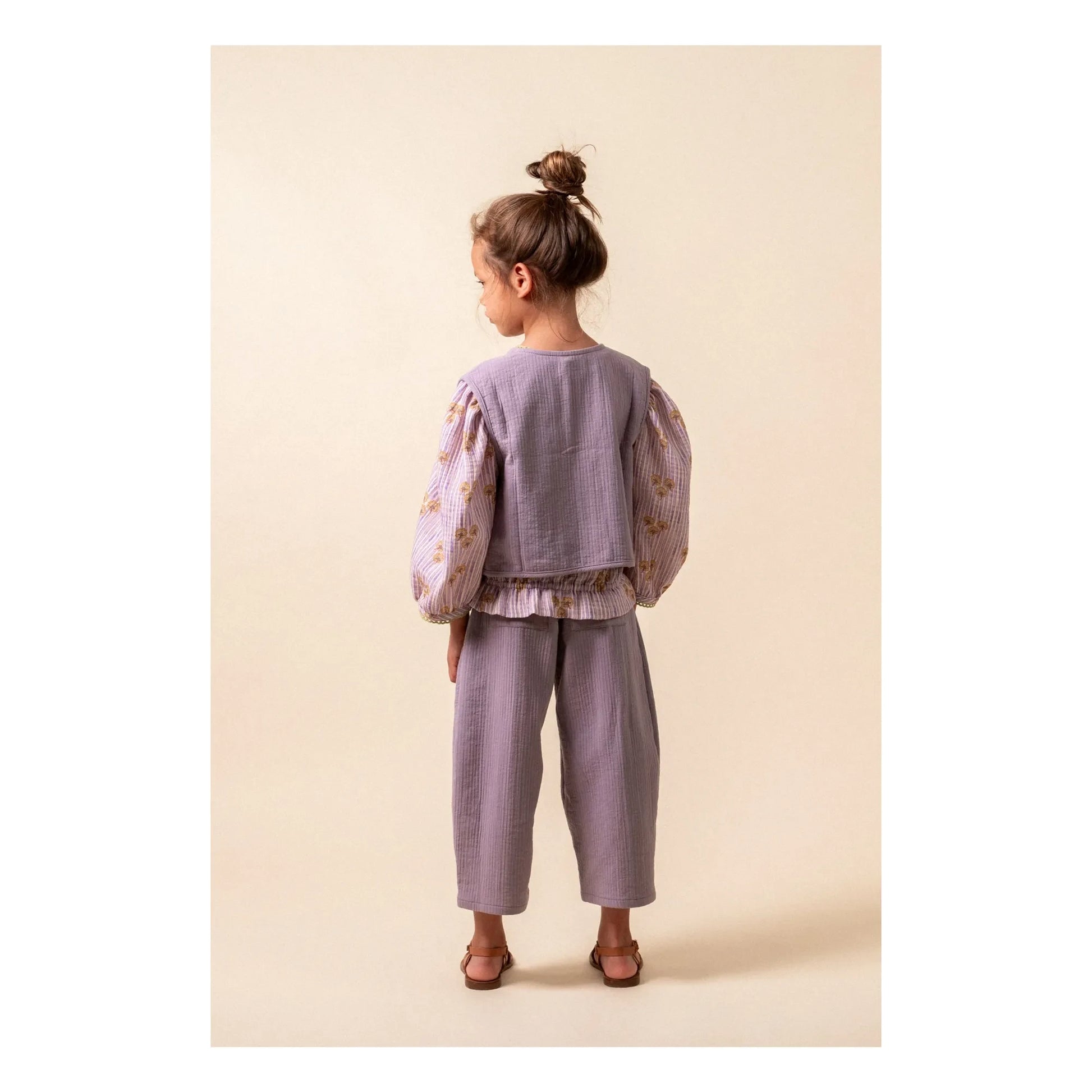 birinit - Antique Cotton Gauze Sleeveless Jacket | Mauve