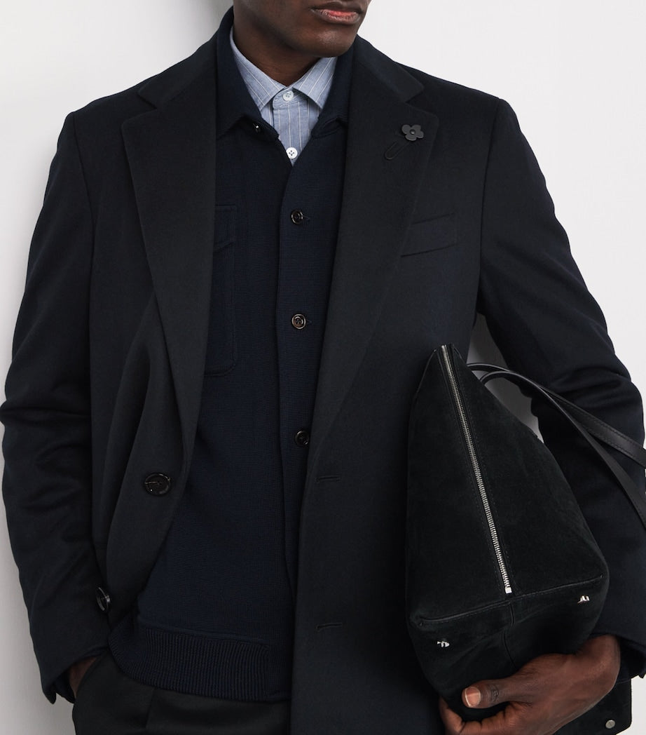 Navy Virgin Wool Overcoat